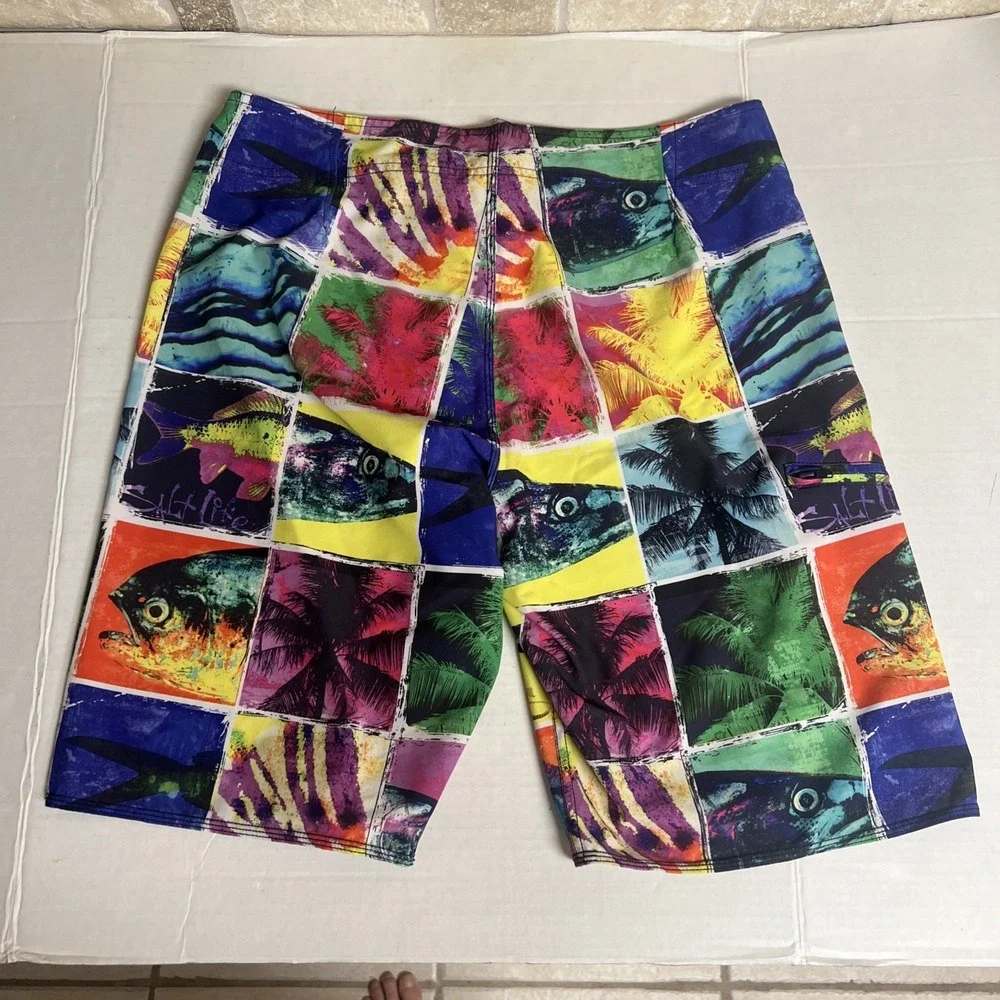 Salt Life SLX -QD Board Shorts  32 Men's Colorful Beach Fishing Stretch